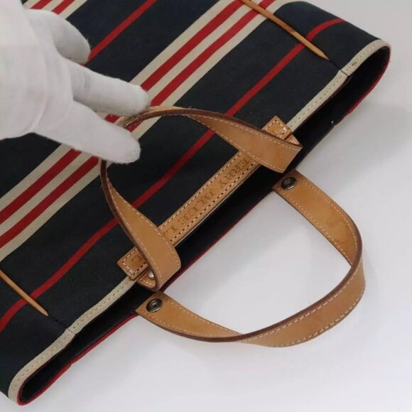 BURBERRY Hand Bag Canvas Leather Navy Silver - Picture 6 of 16